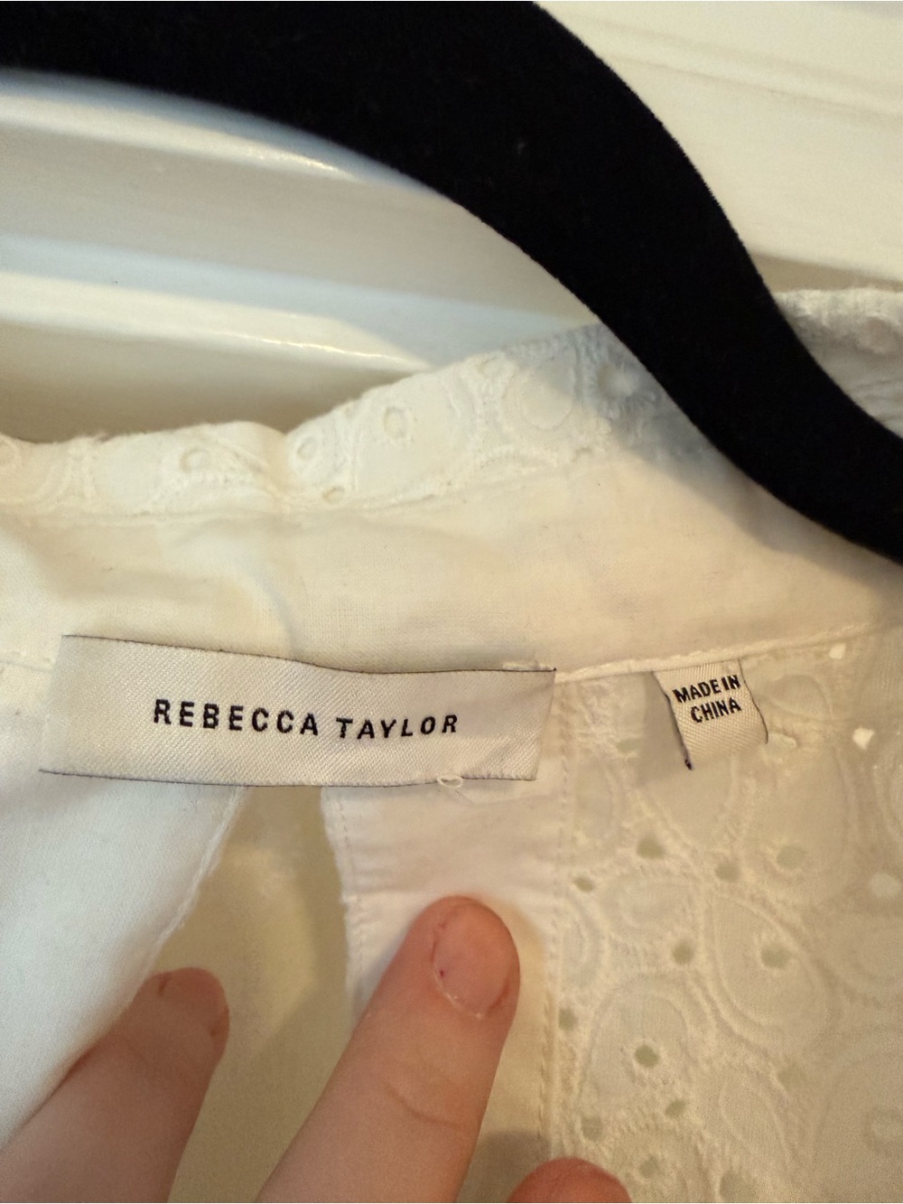 Rebecca Taylor White Eyelet Button-Front Women's Top Large back ties - Picture 2 of 6